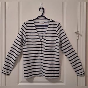 Striped V-neck Blouse